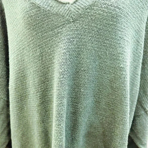 NWT SONOMA Women Long Sleeve Pullover V-Neck Green Knit Cotton Sweater Size 4X - Picture 4 of 14